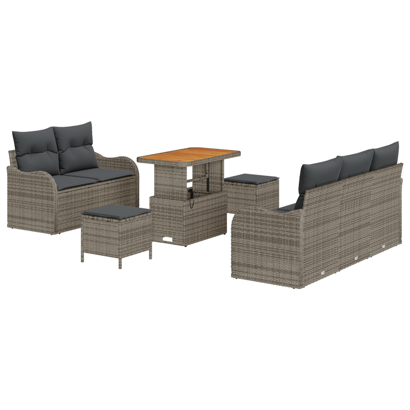 Casa si Gradina - Gradina si terasa - Mobilier exterior - Canapele si fotolii gradina - Set de Canapea pentru Gradina  din 8 Piese cu Perne Gri din Ratan - Infinity.ro