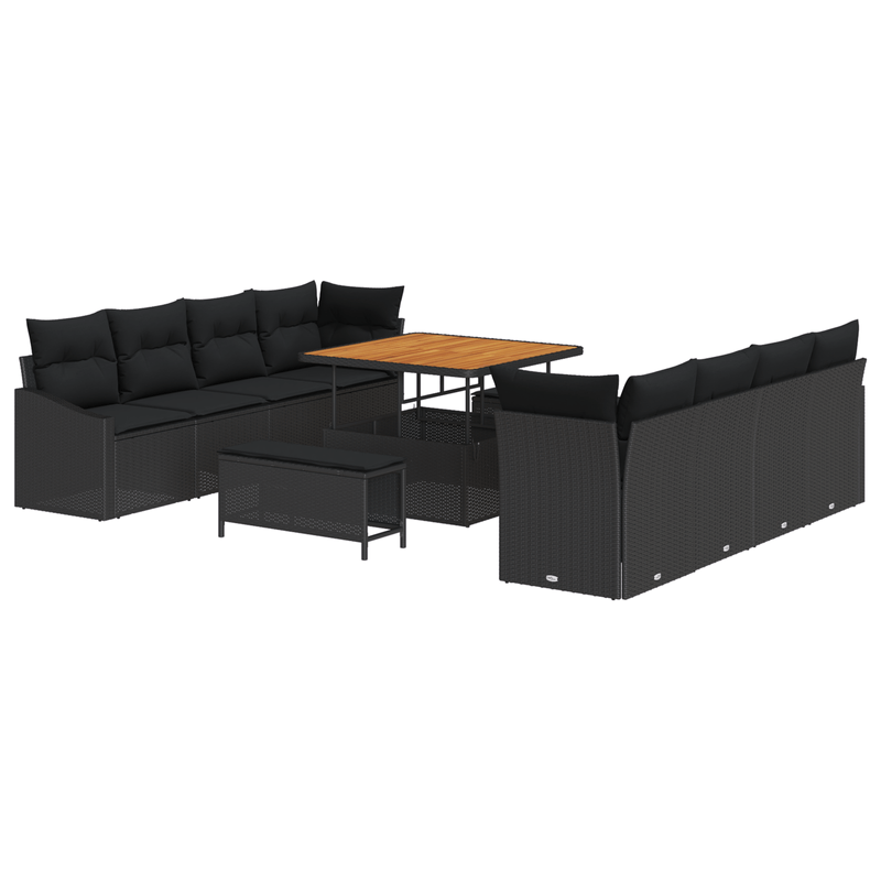 Casa si Gradina - Gradina si terasa - Mobilier exterior - Canapele si fotolii gradina - Set de Sofas de Gradina  cu 11 Piese cu Perna Negru Poliratan Acacia - Infinity.ro