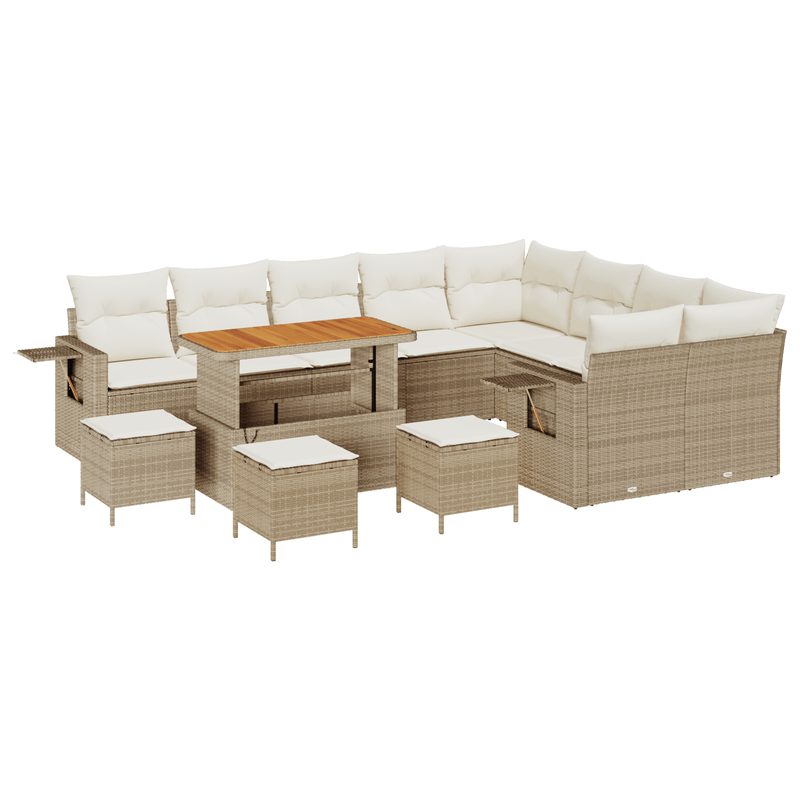 Casa si Gradina - Gradina si terasa - Mobilier exterior - Canapele si fotolii gradina - Set canapea gradina  13 piese cu perne Bej Poliratan Acacia - Infinity.ro