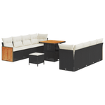 Casa si Gradina - Gradina si terasa - Mobilier exterior - Canapele si fotolii gradina - Set de canapea de gradina  cu 11 piese si perne, ratan polimer negru acacia - Infinity.ro