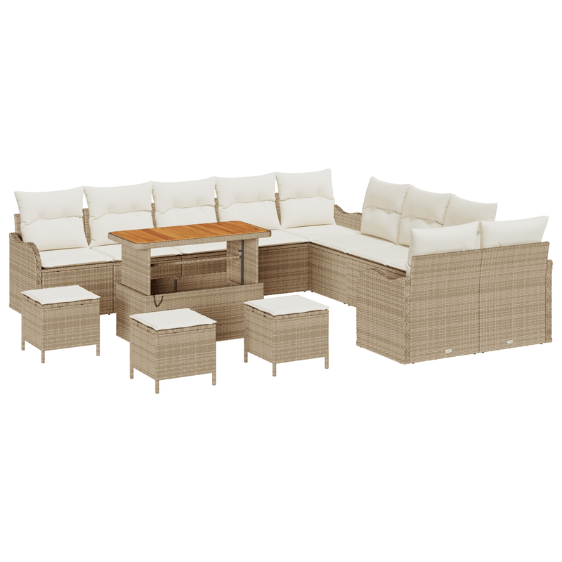 Casa si Gradina - Gradina si terasa - Mobilier exterior - Seturi mobila gradina - Set canapea  14 piese cu perne bej din ratan poli acacia - Infinity.ro
