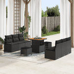 Casa si Gradina - Gradina si terasa - Mobilier exterior - Canapele si fotolii gradina - Set Canapea Gradina  cu 9 Piese si Perne Ratan Poly Negru Acacia - Infinity.ro