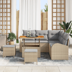 Casa si Gradina - Gradina si terasa - Mobilier exterior - Canapele si fotolii gradina - Set de Canapea de Gradina cu 8 Piese cu Perne Bej din Ratan Polimeric si Acacia - Infinity.ro