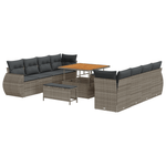 Casa si Gradina - Gradina si terasa - Mobilier exterior - Canapele si fotolii gradina - Set canapea gradina 11 piese cu perne gri ratan poli acacia - Infinity.ro