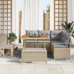 Casa si Gradina - Gradina si terasa - Mobilier exterior - Canapele si fotolii gradina - Set de Sofas pentru Gradina cu Perne Bej, Ratan Polimeric, Acacia, 8 Piese - Infinity.ro