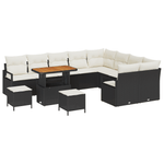 Casa si Gradina - Gradina si terasa - Mobilier exterior - Canapele si fotolii gradina - Set de canapea de gradina de 12 piese cu perne Poliratan negru Acacia - Infinity.ro