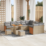 Casa si Gradina - Gradina si terasa - Mobilier exterior - Canapele si fotolii gradina - Set de canapea pentru gradina  12 piese cu perne bej rattan poli acacia - Infinity.ro