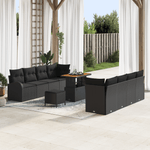Casa si Gradina - Gradina si terasa - Mobilier exterior - Canapele si fotolii gradina - Set canapea gradina  11 piese cu perne, poliratan negru, acacia - Infinity.ro