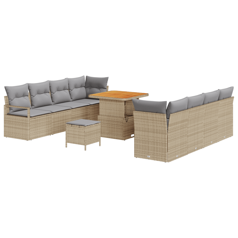Casa si Gradina - Gradina si terasa - Mobilier exterior - Canapele si fotolii gradina - Set de sofa pentru gradina  cu perne Bej Poliratan Acacia - Infinity.ro