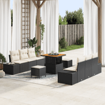 Casa si Gradina - Gradina si terasa - Mobilier exterior - Canapele si fotolii gradina - Set canapele gradina  cu perne negre din ratan poliratat si acacia - Infinity.ro