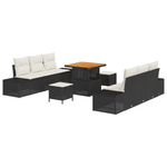 Casa si Gradina - Gradina si terasa - Mobilier exterior - Canapele si fotolii gradina - Set canapele gradina  cu perne negre din ratan poliratat si acacia - Infinity.ro