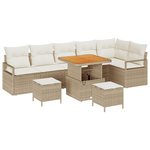 Casa si Gradina - Gradina si terasa - Mobilier exterior - Canapele si fotolii gradina - Set de Canapea de Gradina cu 9 Piese si Perne Bej din Ratan Politat Acacia - Infinity.ro