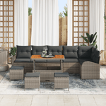Casa si Gradina - Gradina si terasa - Mobilier exterior - Canapele si fotolii gradina - Set Canapea Gradina  10 Piese cu Perne Gri Poliratan Acacia - Infinity.ro