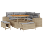 Casa si Gradina - Gradina si terasa - Mobilier exterior - Canapele si fotolii gradina - Set de canapea gradina  8 piese cu perne Bej Polirat Acacia - Infinity.ro