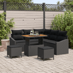 Casa si Gradina - Gradina si terasa - Mobilier exterior - Canapele si fotolii gradina - Set de Sofa pentru Gradina  8 Piese cu Perne Negru Ratan Sintetic Acacia - Infinity.ro