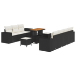 Casa si Gradina - Gradina si terasa - Mobilier exterior - Seturi mobila gradina - Set canape cu 10 piese din ratan poli negru si acacia crem - Infinity.ro