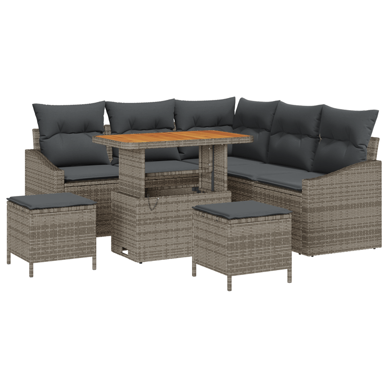 Casa si Gradina - Gradina si terasa - Mobilier exterior - Canapele si fotolii gradina - Set Canape 8 Piese Gradina cu Perne Gri Ratan Polimeric Acacia - Infinity.ro