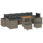 Casa si Gradina - Gradina si terasa - Mobilier exterior - Canapele si fotolii gradina - Set canapea de gradina  cu 10 piese si perne gri din ratan poli si acacia - Infinity.ro