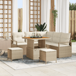 Casa si Gradina - Gradina si terasa - Mobilier exterior - Canapele si fotolii gradina - Set de canapea de gradina  8 piese cu perne bej poliratan acacia - Infinity.ro