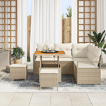 Casa si Gradina - Gradina si terasa - Mobilier exterior - Canapele si fotolii gradina - Set de canapea de gradina  8 piese cu perne bej poliratan acacia - Infinity.ro