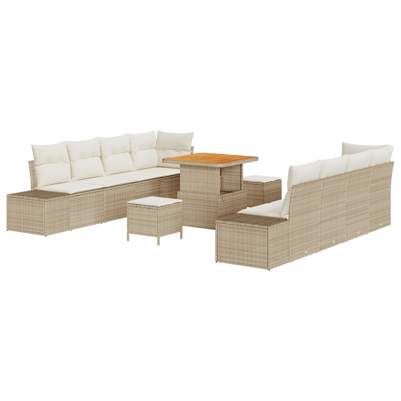 Casa si Gradina - Gradina si terasa - Mobilier exterior - Canapele si fotolii gradina - Set de sofa de gradina cu 11 piese si perne Bej Poliratan Acacia - Infinity.ro