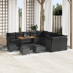 Casa si Gradina - Gradina si terasa - Mobilier exterior - Canapele si fotolii gradina - Set Canapea Gradina  cu Pernute 14 Piese Ratan Polietilena Neagra Acacia - Infinity.ro