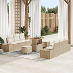 Casa si Gradina - Gradina si terasa - Mobilier exterior - Canapele si fotolii gradina - Set de sofa de gradina  9 piese cu perne Bej Poliratan Acacia - Infinity.ro