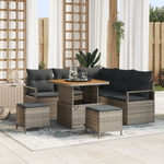 Casa si Gradina - Gradina si terasa - Mobilier exterior - Canapele si fotolii gradina - Set de canapea de gradina  cu perne 8 piese gri poliratan acacia - Infinity.ro