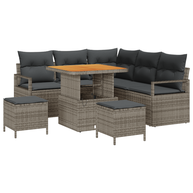 Casa si Gradina - Gradina si terasa - Mobilier exterior - Canapele si fotolii gradina - Set de canapea de gradina  cu perne 8 piese gri poliratan acacia - Infinity.ro