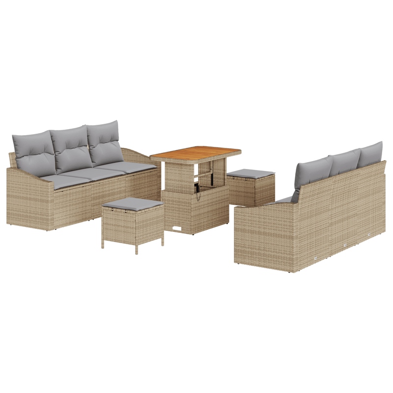 Casa si Gradina - Gradina si terasa - Mobilier exterior - Canapele si fotolii gradina - Set canapea gradina  cu perne bej Poliratan Acacia - Infinity.ro