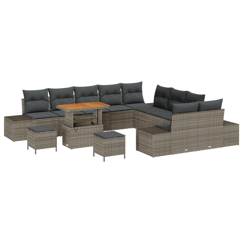 Casa si Gradina - Gradina si terasa - Mobilier exterior - Canapele si fotolii gradina - Set canapea pentru gradina  cu 13 piese si perne gri ratan poli acacia - Infinity.ro