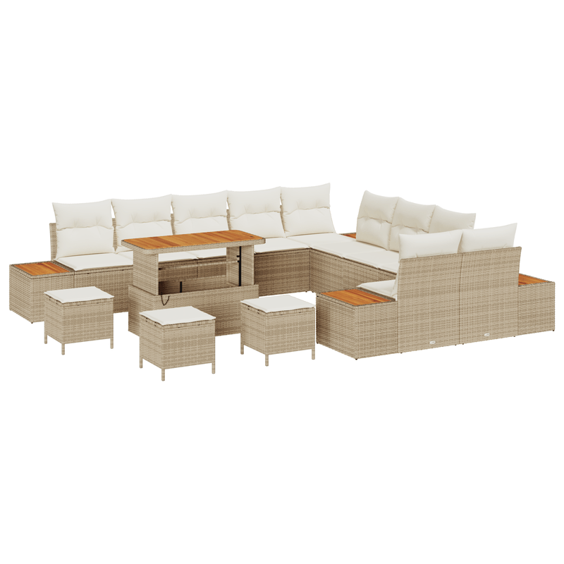 Casa si Gradina - Gradina si terasa - Mobilier exterior - Canapele si fotolii gradina - Set de 14 piese de sofa de gradina cu perne Beige Ratan Acacia - Infinity.ro