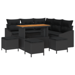 Casa si Gradina - Gradina si terasa - Mobilier exterior - Canapele si fotolii gradina - Set 9 piese canapea gradina cu perne Negru Poliratan Acacia - Infinity.ro