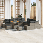Casa si Gradina - Gradina si terasa - Mobilier exterior - Canapele si fotolii gradina - Set canapea gradina  cu 13 piese si perne gri poliratan acacia - Infinity.ro