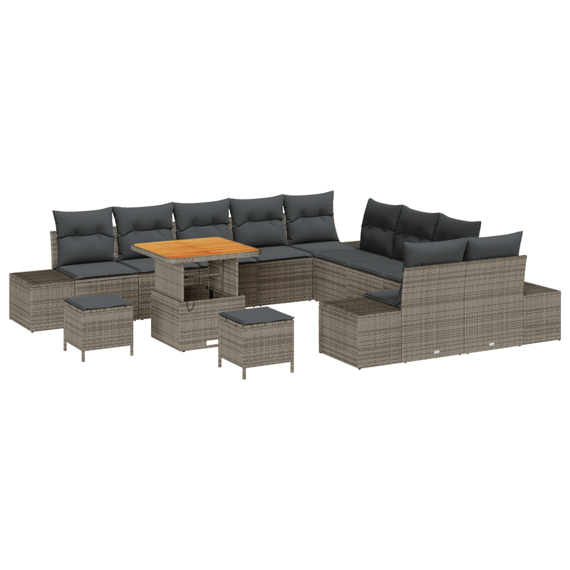 Casa si Gradina - Gradina si terasa - Mobilier exterior - Canapele si fotolii gradina - Set canapea gradina  cu 13 piese si perne gri poliratan acacia - Infinity.ro