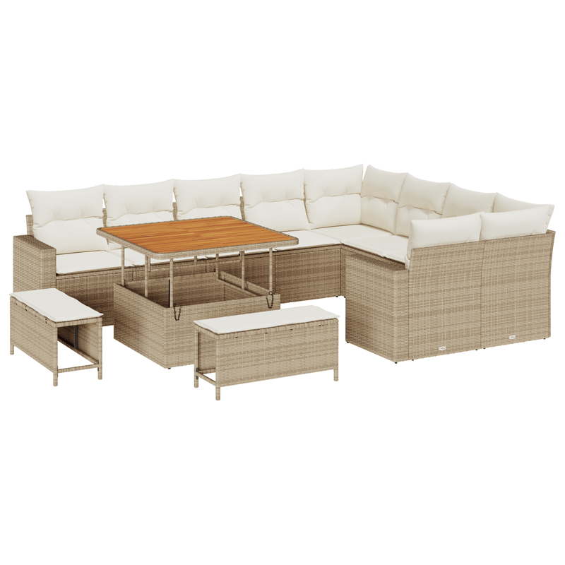 Casa si Gradina - Gradina si terasa - Mobilier exterior - Seturi mobila gradina - Set canapele  12 piese cu perne bej ratan poliester - Infinity.ro