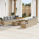 Casa si Gradina - Gradina si terasa - Mobilier exterior - Canapele si fotolii gradina - Set de Gradina in 11 Piese cu Perne Bej Poliratan Acacia - Infinity.ro
