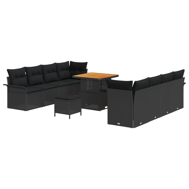 Casa si Gradina - Gradina si terasa - Mobilier exterior - Canapele si fotolii gradina - Set de canapele pentru gradina  cu 11 piese si perne negre din ratan poliester - Infinity.ro