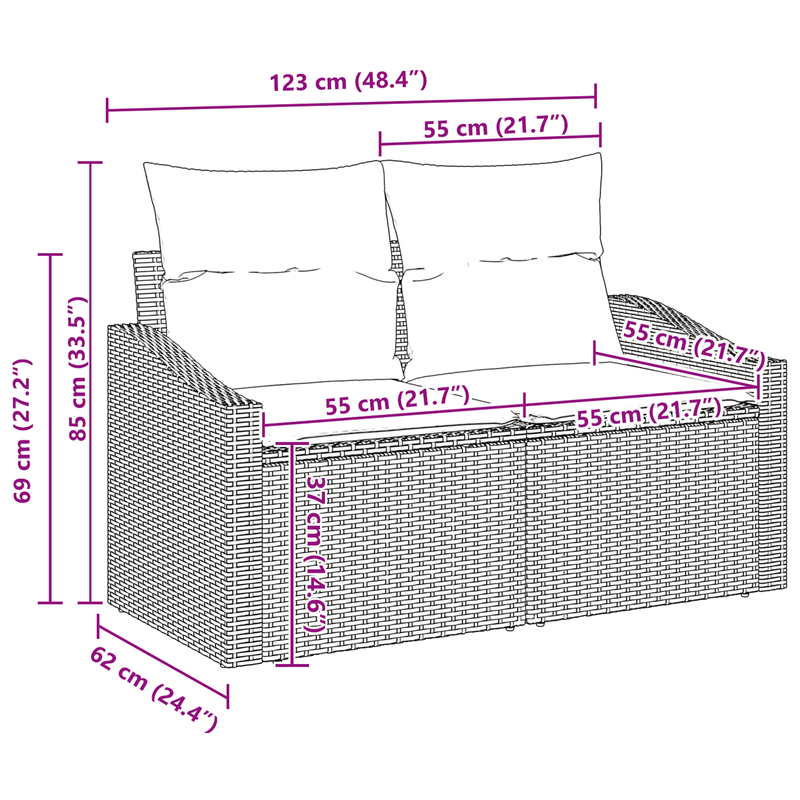 Casa si Gradina - Gradina si terasa - Mobilier exterior - Canapele si fotolii gradina - Set de sofa de gradina  9 piese cu perne Bej Poliratan Acacia - Infinity.ro