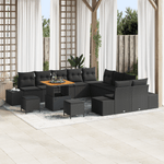 Casa si Gradina - Gradina si terasa - Mobilier exterior - Canapele si fotolii gradina - Set de sofa de gradina  cu 13 piese si perne Negru Poliratan Acacia - Infinity.ro