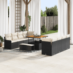 Casa si Gradina - Gradina si terasa - Mobilier exterior - Canapele si fotolii gradina - Set de canapele de gradina compus din 11 piese cu perne rattan poli negru Acacia - Infinity.ro