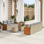 Casa si Gradina - Gradina si terasa - Mobilier exterior - Canapele si fotolii gradina - Set de canapele de gradina  cu 10 piese si perne Bej Ratan PE Acacia - Infinity.ro