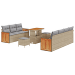 Casa si Gradina - Gradina si terasa - Mobilier exterior - Canapele si fotolii gradina - Set de canapele de gradina  cu 10 piese si perne Bej Ratan PE Acacia - Infinity.ro