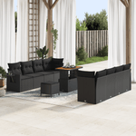 Casa si Gradina - Gradina si terasa - Mobilier exterior - Canapele si fotolii gradina - Set canapea gradina 11 piese cu perne poliratan negru si acacia - Infinity.ro