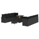 Casa si Gradina - Gradina si terasa - Mobilier exterior - Canapele si fotolii gradina - Set canapea gradina 11 piese cu perne poliratan negru si acacia - Infinity.ro