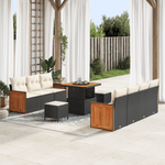 Casa si Gradina - Gradina si terasa - Mobilier exterior - Canapele si fotolii gradina - Set de canapea pentru gradina  cu 10 piese si perne negre din ratan poliester Acacia - Infinity.ro