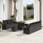 Casa si Gradina - Gradina si terasa - Mobilier exterior - Canapele si fotolii gradina - Set de 10 Piese Sofa de Gradina cu Pernute Negru Ratan Poly Acacia - Infinity.ro