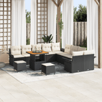 Casa si Gradina - Gradina si terasa - Mobilier exterior - Canapele si fotolii gradina - Set canapele gradina  13 piese cu perne, Negru, Poliratan, Acacia - Infinity.ro