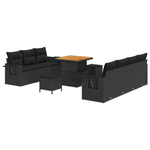 Casa si Gradina - Gradina si terasa - Mobilier exterior - Canapele si fotolii gradina - Set de 10 Piese Sofa de Gradina cu Pernute Negru Ratan Poly Acacia - Infinity.ro