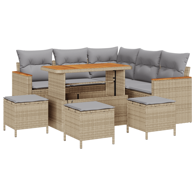 Casa si Gradina - Gradina si terasa - Mobilier exterior - Canapele si fotolii gradina - Set de canapea de gradina  cu perne bej din ratan poli - Infinity.ro